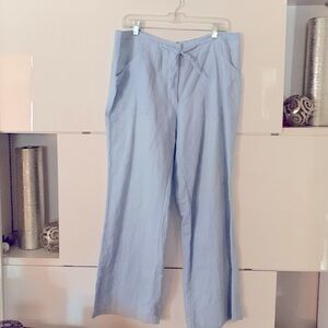 Lt BLUE  wide leg Lightweight Linen /Cotton Blend Pants Sz Large